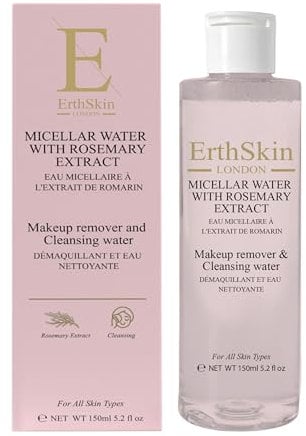 ErthSkin London Micellar Water with Rosemary Extract, Makeup Remover & Cleansing Water, 150ml, For All Skin Types
