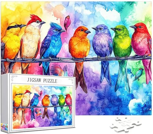 Sieben Farben Puzzle 5000 Teile Erwachsene, Vogel Puzzle Design für Erwachsene Anfänger, 5D DIY HD Farbepuzzel Poster Design mit Geschenkbox for Zimmer Deko Wohnzimmer, Geschenke für Frauen, Model33