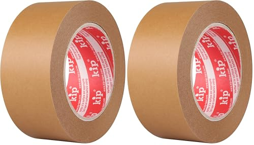 kip Papier Packband - 60% natürliche Rohstoffe und 30% recycelte Fasern - FSC zertifiziert - 48mm x 50m - Starkes umweltfreundliches Verpackungsklebeband aus Kraftpapier (Packung mit 2)