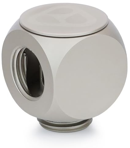 Thermal Grizzly - DeltaMate - Rotary T - Drehbares Fitting - Matt Nickel - CNC-gefrästes Messing - Zwei G1/4 Zoll Innengewinde & ein Außengewinde - Für modulare Kombinationen in Wasserkühlungen
