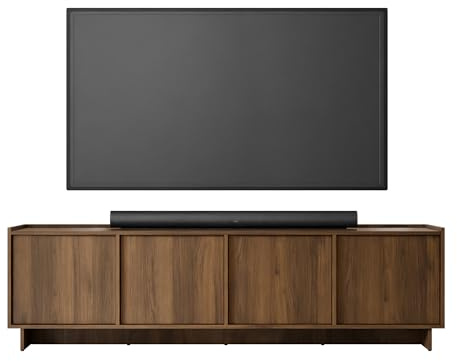 Mirjan24 TV-Schrank Yolkyn 195 - Modernes TV-Lowboard mit 4 Türen, grifflosem Öffnungssystem - Fernsehtisch/TV-Unterschrank für Wohnzimmer (Nuss Warmia)