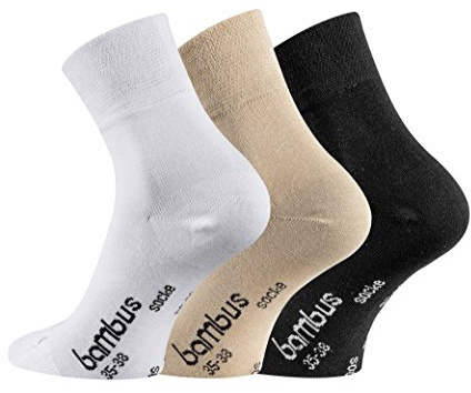 TippTexx 24 kurze Ökotex Bambussocken mit Garantie, 6 Paar Socken, Quarter Socks (3 Paar Camel - 3 Paar White, 47-50)