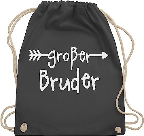 Turnbeutel Rucksack - Großer Bruder - Unisize - Dunkelgrau - geschenke für geschwister grosser geschenk big brother große juterucksäcke grossen großen gro er beutel zur geburt grosse groser