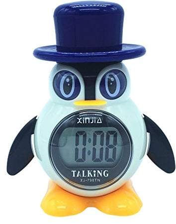 Sprechender Wecker auf Spanisch, Pinguin, LCD-Alarm mit Stimme, sprechende Uhr mit großem Digitaldisplay