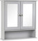Taylor & Brown Double Door Mirrored Bathroom Cabinet Storage Cupboard Organiser Wall Mounted Mirror Cabinet with Adjustable Shelves, 56cm x 13cm x 58cm (Grey)