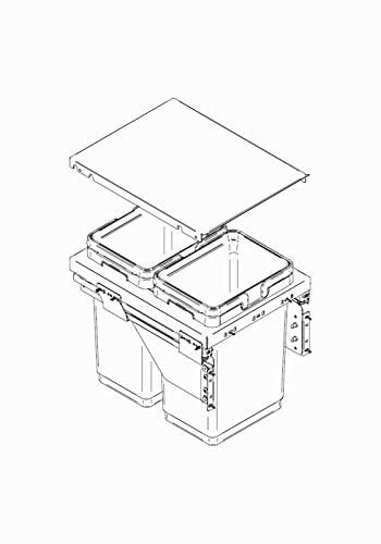 Poubelle coulissante 1 ou 2 seaux - Nombre de seaux : 2 - Contenance : 40 L - Pour caisson de largeur : 400 mm - Hauteur : 447 mm - VIBO