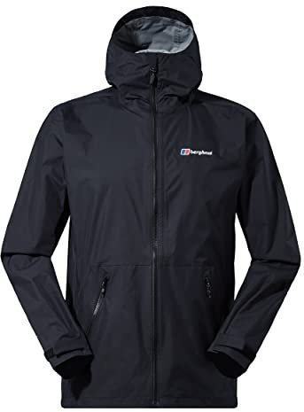 Berghaus Herren Deluge Pro 2.0 Wasserdichte Shell Jacke, verstellbare, strapazierfähige Jacke, Regenschutz, Schwarz, S