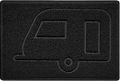 Nicoman CARAVAN Embossed Shape Door Mat Dirt-Trapper Jet-Washable Doormat-(Use Indoor or Sheltered Outdoor)- (60x40cm/23.6x15.7inches, Small) Black