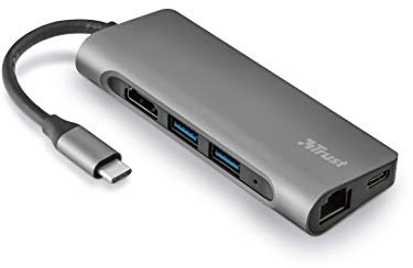 Trust Dalyx Adattatore multiporta USB-C 7-in-1, Grigio