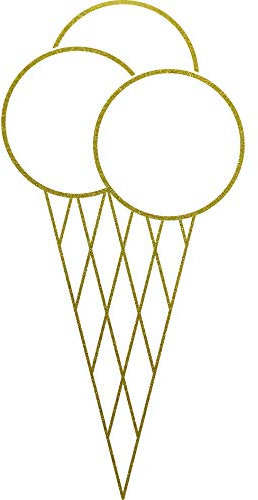 100cm Eistüte Waffel Eis Tüte Aufkleber Tattoo Deko Folie für Theke Tür Schaufenster (gold metallic)