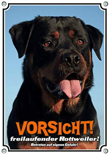 Petsigns Warnschild Rottweiler - individuelles uv-beständiges Hundeschild aus Metall, DIN A4