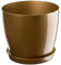KADAX Élégant Pot de Fleurs, Pot à Plantes avec Soucoupe, Pot de Fleurs Rond, Pot de Fleurs en Plastique, Cache-Pot pour Fleurs, Pot de Fleurs Interieur Ø 14 cm Or