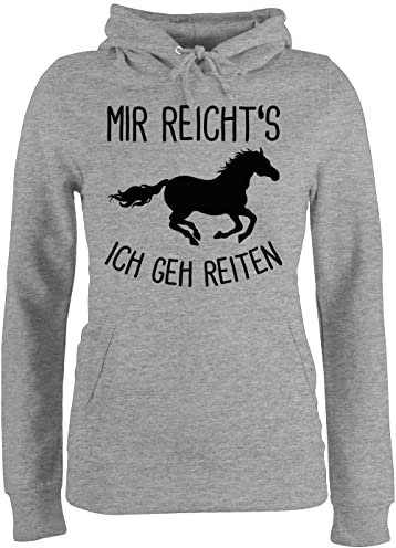 Pullover Damen Hoodie Frauen - Pferde und Zubehör - Mir reichts ich geh Reiten mit Pferd I Geschenk Reiter I Pferdemädchen - XS - Grau meliert - fun-sweatshirts pferdepullover pferdemotiv horses