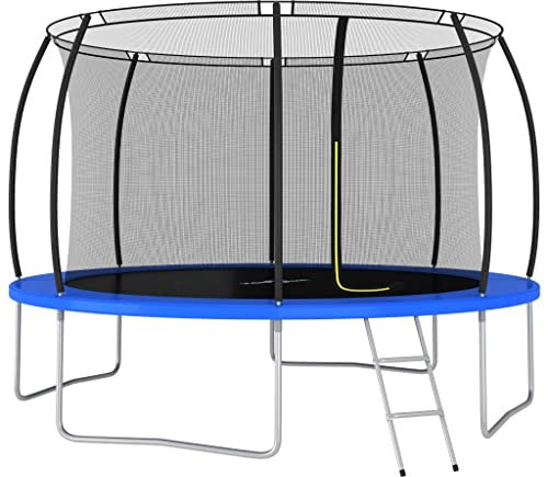 vidaXL Trampolin Set mit 2-Stufen-Leiter Regenschutz Kinder Gartentrampolin Kindertrampolin Komplettset Outdoor Rund 366x80cm 150kg