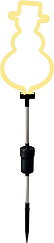 Bonetti Winterliche Neon-Gartenstecker Silhouette, 70cm, batteriebetrieben, optionaler Timer, Weihnachtsdeko für den Garten, Balkon, Blumenkübel, Terrasse, Eingangsbereich (1x Schneemann, warmweiß)