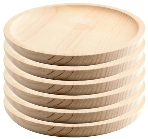 Space Home - Platos para Pulpo de Madera - Plato para Pulpo - Plato de Quesos - Plato de Madera - Set de 6 - Diámetro 26 cm