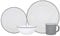 Argon Tableware Coloured Dinnerware Set - 16-Piece - Grey Dinner Set Lightweight Camping Dinner Plates, Pasta Bowls, Coffee Mugs and Side Plates Dining Set