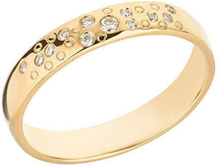 Ardeo Aurum Damenring Trauring aus 375 Gold Gelbgold mit 0,08 ct Diamant Brillant Sternenhimmel Ehering massiv Modell 240 Größe 58