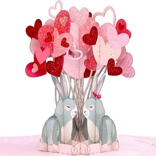 Liebessa 3D Pop-Up Karte Häschen, Hase, Ich Liebe Dich, I love you! - Liebeskarte zum Valentinstag, Hochzeitstag, Jahrestag, Geburtstag, Verlobung - Grußkarte, Geschenkkarte