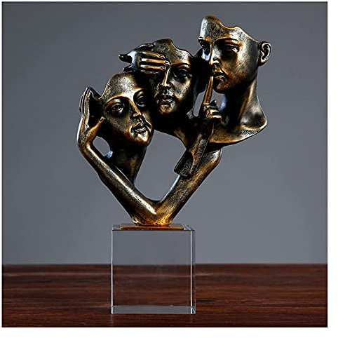 Abstrakte Statue Dekoration,Menschliche Ornamente,Skulptur Der DREI Weisen Männer Wie DREI Weise Affen, Akzente, See No Evil, Hear No Evil, Speak No Evi (Bronze 1)