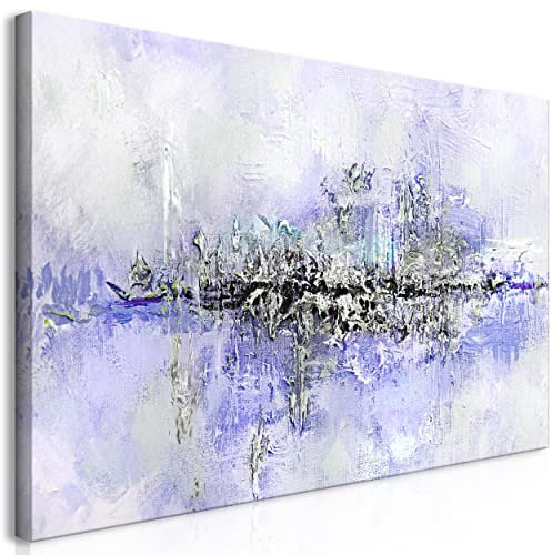 decomonkey Bilder Abstrakt 120x60 cm 1 Teilig Leinwandbilder Bild auf Leinwand Vlies Wandbild Kunstdruck Wanddeko Wand Wohnzimmer Wanddekoration Deko Modern Kunst Loft blau silber weiß