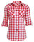 UNibelle Chemise à carreaux à manches longues pour femme - Chemisier traditionnel Oktoberfest - Chemisier à carreaux - Veste en coton - Chemisier en bois - Chemisier décontracté - Col en V, Rouge