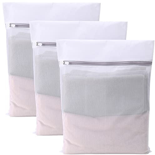 NAOKBOEE Lot de 3 sacs à linge en maille pour linge délicat, lavage en machine à laver, pour lingerie, soutien-gorge, chaussettes, sous-vêtements, vêtements de bébé, rangement de voyage (3 moyens)
