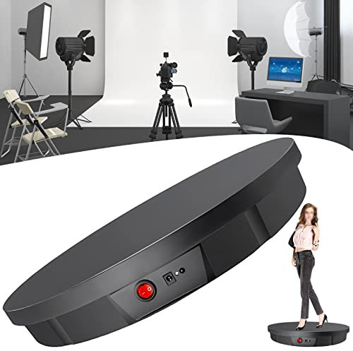 GIZMIT Electric Rotating Turntable, 45/90/180 Degree Motorized Rotating Stand Display Table for Live Video Automatic Revolving Platform with 5 Backgrounds for Photography, Jewelry, Watch,Black