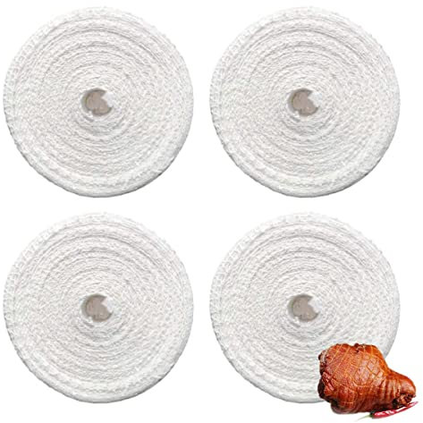WideSmart 4 Rollen Fleisch Netz, Bratennetz Schinken Netz Rollbratennetz Räuchernetz Elastische Netz Fleischnetz Schinkennetz Räuchernetz Elastisch Rollbraten Wurst Schinken Weiß Baumwolle Netz