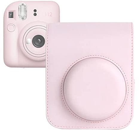 Kimyoaee Kameratasche für Fujifilm Instax Mini 12 Sofortbildkamera, Ledertasche mit abnehmbarem Schultergurt, Rosa - Blossom Pink, Tragetasche