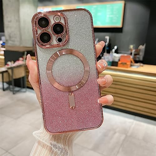 Jacyren Magnetische Hülle für iPhone 11 Pro HandyHülle, kompatibel mit Magnetic Klare Glitter Silikon Schutzhülle Kratzfest Stoßfest Kameraschutz Case Cover für iPhone 11 Pro, Rosa