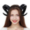 Orgoue Horns Headband - Black Sheep Horn Hair Headband for Women, Men, Adults - Gothic Demon Headwear for Halloween, Cosplay, Devil Costume