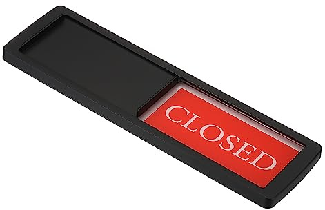 PATIKIL 7x2 Open Closed Sign, Magnetic Adhesive Back Sign Slide Door Sign for Office Store Private Studio, Black
