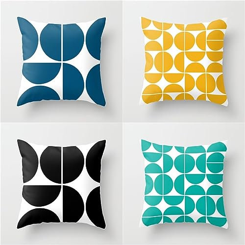 4er Set Garten Kissenbezug 70x70 cm mit Runden Muster Design, soft Beidseitig Kissenbezüge Quadratische Kissenhülle für Wohnräume Sitzgelegenheiten, Betten und Stühle Dekokissen Mit Reißverschluss