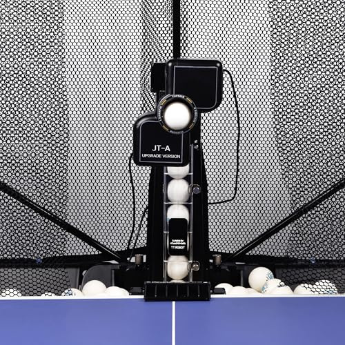 WAYMARK Ping Pong Machine with Net Table Tennis Robot JT-A with Intercepted Net for Training Suitable Ping Pong Table Come with 100 Balls