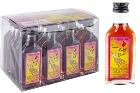 Krugmann 20 x Kipp Elch | Wildfrucht Likör in Mini Glas Flasche 15% Vol. 20 ml