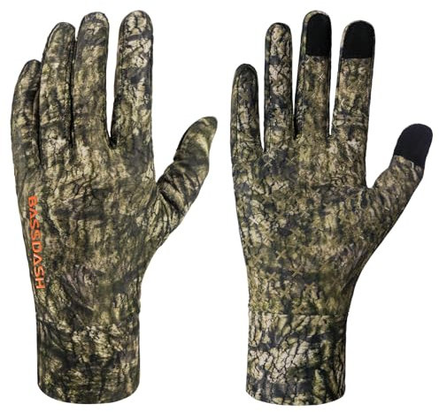Bassdash Herren Camo Jagdhandschuhe UPF 50+ Leichte Touchscreen-Handschuhe für warmes Wetter Angeln Wandern Outdoor-Aktivitäten