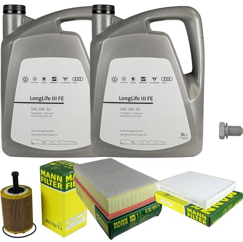 Inspektionspaket Wartungspaket Filterset mit 10 L 0W-30 Motoröl LongLife 3 FE, Ölfilter Luftfilter Innenraumfilter Ölablassschraube