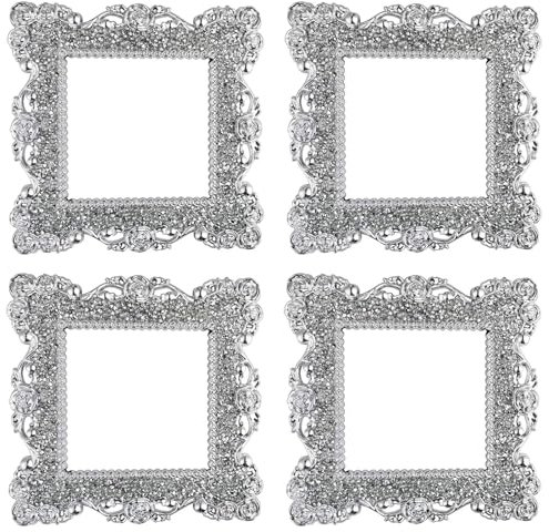 Vokowin 4pcs Light Switch Sticker,Square Plastic Switch Surround Protective Cover Plate Rhinestone Wall Socket Stickers Decorations for Home Wall Switch Decoration, Living Room, Office (K384-4)