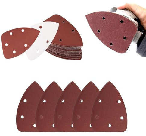 30 Pcs Sanding Pads, Sandpaper for Electric Sander, Sander Pads, 5 Holes Multi Tool Detail Mouse Sander Pads for Sanding Polishing Random Orbital Sander 40/80/120/180/240