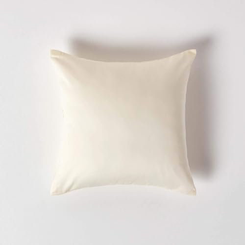 Homescapes 2er-Set Bio-Kissenbezug 40x40cm Creme-vanille aus 100% Bio-Baumwolle, Satin-Kissenhülle mit Reißverschluss