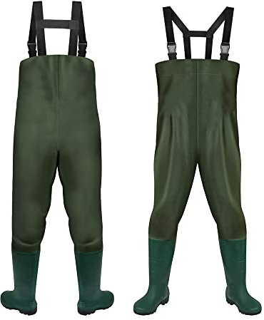Aopunly Waders Impermeabili 70D Nylon Composito PVC Pantaloni da Pesca con Stivali in Gomma Antiscivolo Uomo Donna Pantaloni da Bacino Pantaloni da Inondazione per Cantieri Pesca Giardini