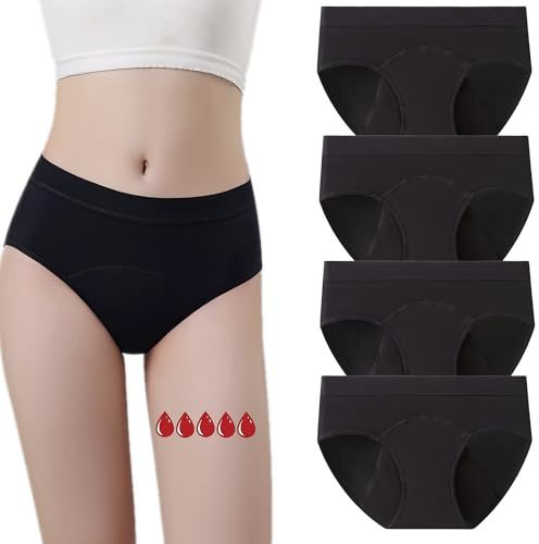 ZVZK Period Pants Heavy Flow Girls 30ML Absorb Cotton Knickers Briefs Underwear Mid Waist Hipster Menstrual Panties for teenage 8-18 Years