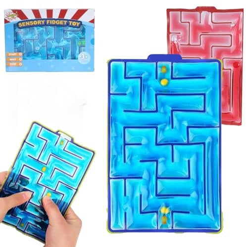 JoyJoyful Paquete de 2 juguetes sensoriales de laberinto, juguetes esponjosos para niños y adultos, juguetes para autismo, estrés, TDAH, juguete relleno de gel, juguetes de desarrollo para necesidades