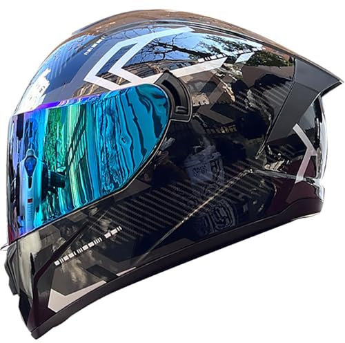 Motorbike Helmets Mens Women Men Motorcycle Helmets Anti-fog Dual Visors Tinted Modular Full Face Flip up Front Motorbike Helmets, ECE Approved Modular Helmet Bluetooth Slot S~XXL
