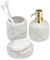Navaris Accessoire Salle de Bain Blanc - 3 Accessoires avec Porte Brosse à Dents Distributeur Savon Support Savon Céramique - Deco Ensemble Salle de Bain Gobelet Brosse a Dent