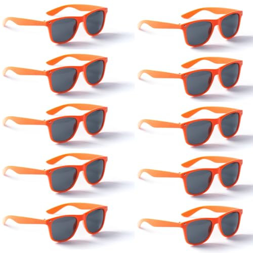 NICO Europe 10x Sonnenbrillen für Herren & Damen, Orange, 100% UVA- und UVB-Schutz