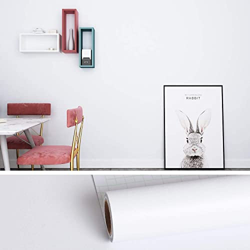 PERFECT LASER White Wallpaper 15.8 x 400 Pure White Peel and Stick Wallpaper Self Adhesive Removable Waterproof Solid Color Contact Paper DIY Decorative for Bedroom Kitchen