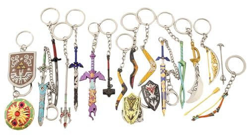 18 Pcs Zelds Echoes Wisdom Porte Clés Jeu Tears Kingdom Modèles D'armes Keychain Pendentifs Master Weapon Métal Porte Clef Set