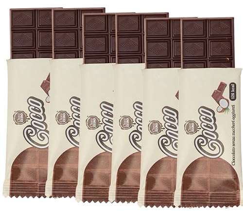 Choco Zero Tavolette di Cioccolato Fondente Ripieno al Cocco Senza Zuccheri Aggiunti 25g 126 Calorie Cioccolato Senza Zucchero per Spuntino Palestra Senza Glutine Low Carbs